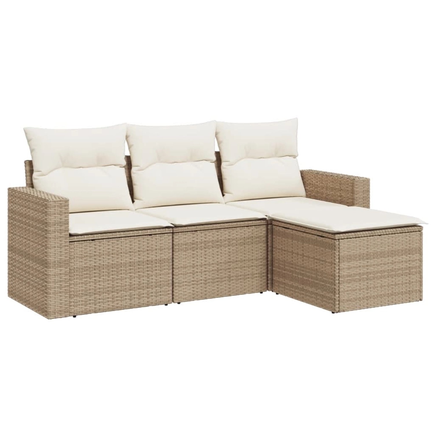 vidaXL 4-Tlg Garten-Sofagarnitur mit Kissen Beige Poly Rattan 3218858 günstig online kaufen