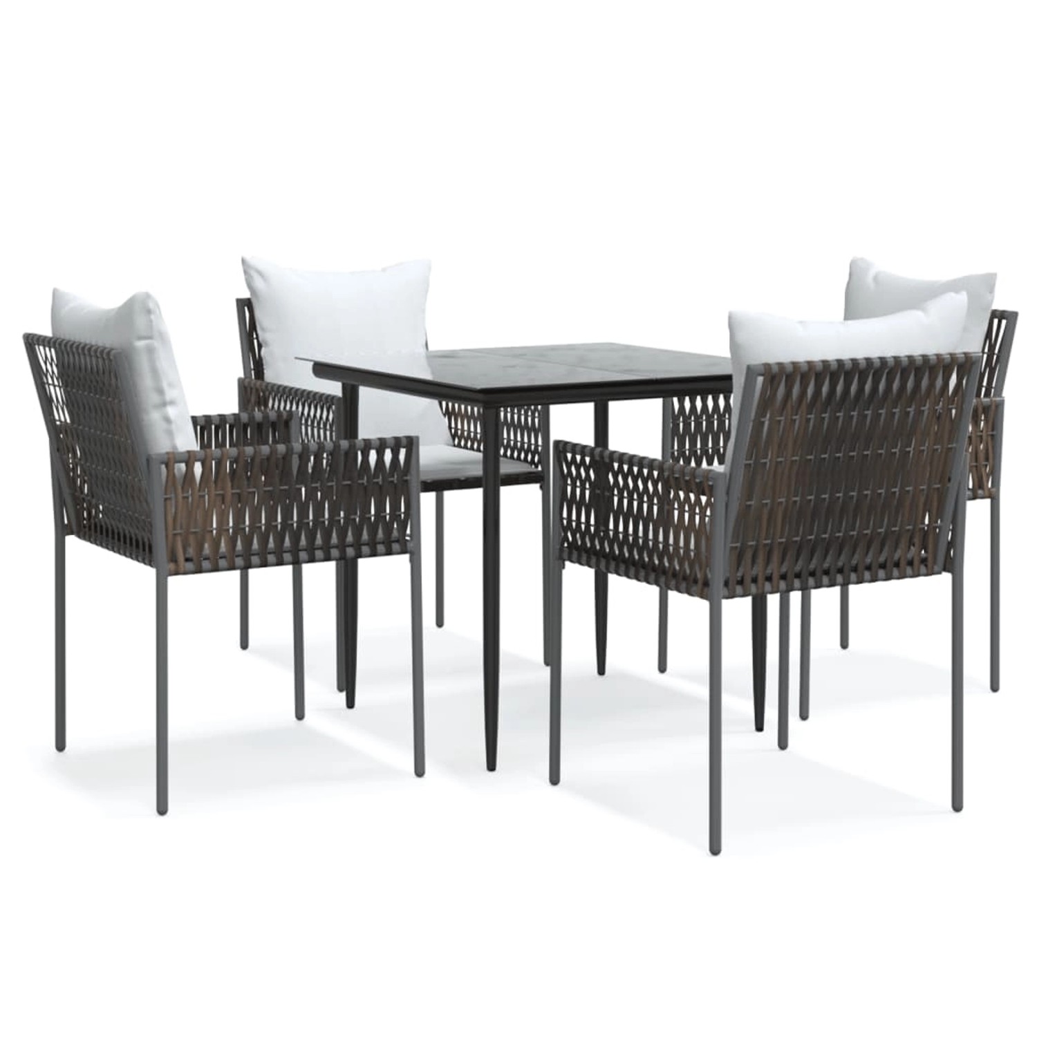 vidaXL 5-Tlg Garten-Essgruppe mit Kissen Poly Rattan und Stahl 3187050 günstig online kaufen