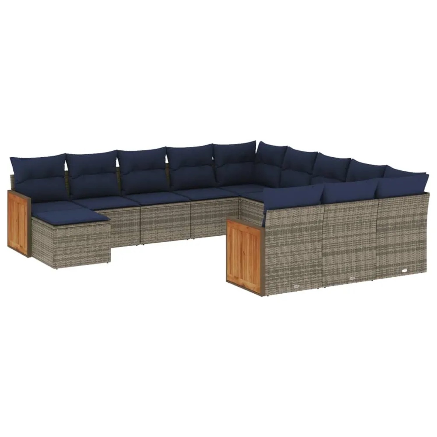 vidaXL 12-Tlg Gartensofa-Set mit Kissen Grau Polyrattan 3228266 günstig online kaufen