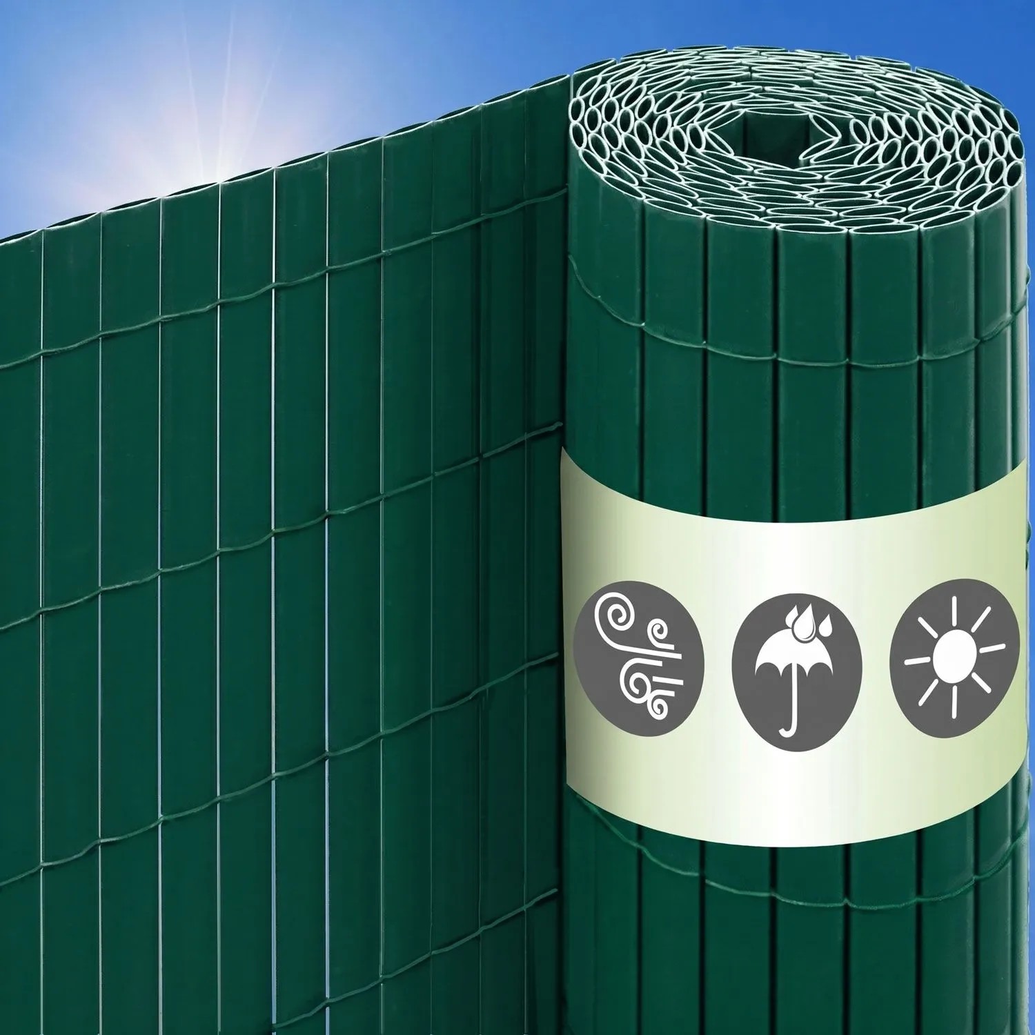 urfence PVC Sichtschutz Windschutz für Balkon & Garten 100 x 600 cm Grün