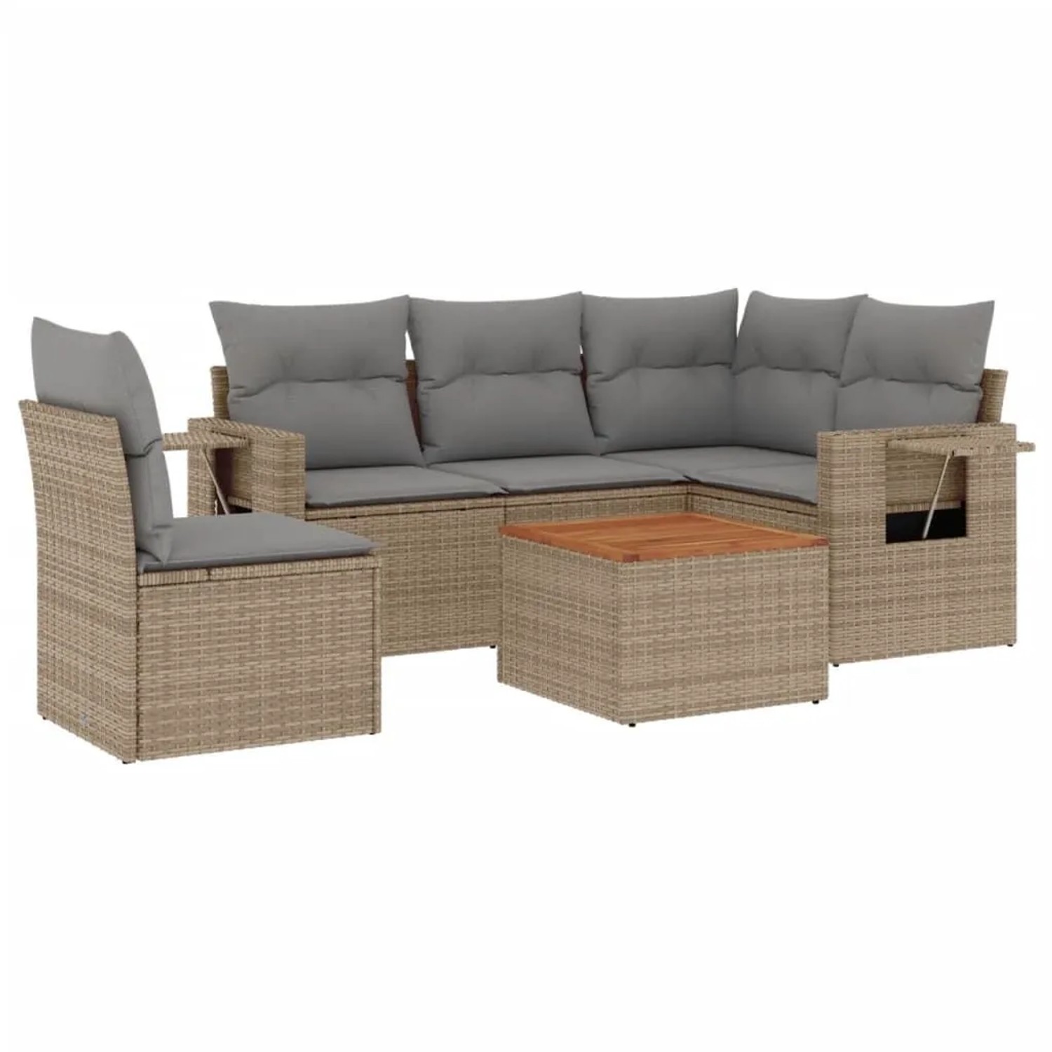 vidaXL 6-Tlg Garten-Sofagarnitur mit Kissen Beige Poly Rattan 3224568 günstig online kaufen