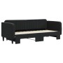 Schwarzes vidaXL Tagesbett, ausziehbar, 80x200 cm, Samt, als Schlafsofa oder Gästebett nutzbar.