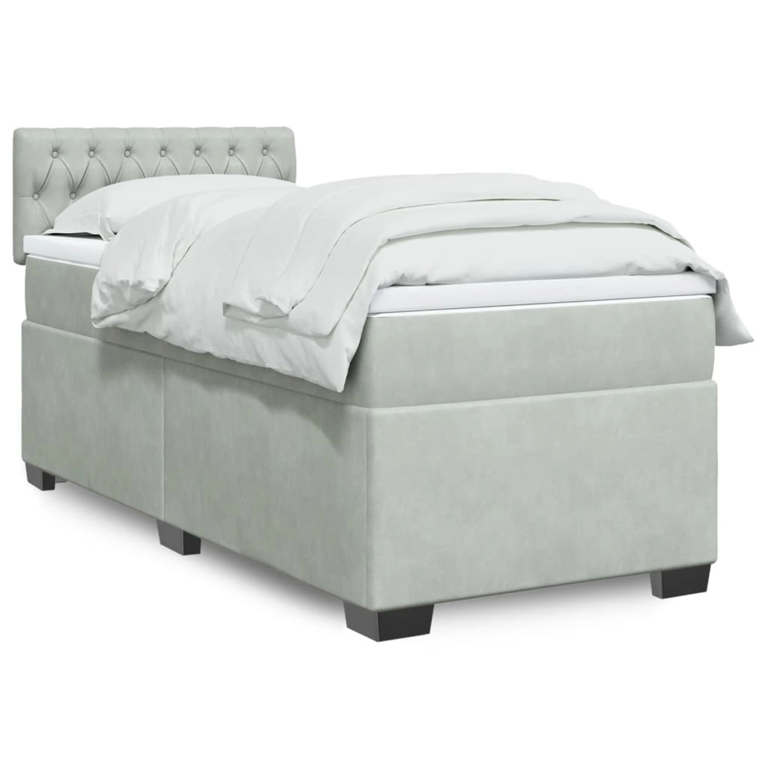 vidaXL Boxspringbett mit Matratze Hellgrau 80x200 cm Samt 3288468 günstig online kaufen