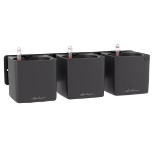 Lechuza Green Wall Home Kit Basalt, 3 Pflanzgefäße an Wandhalterung, 48 cm.