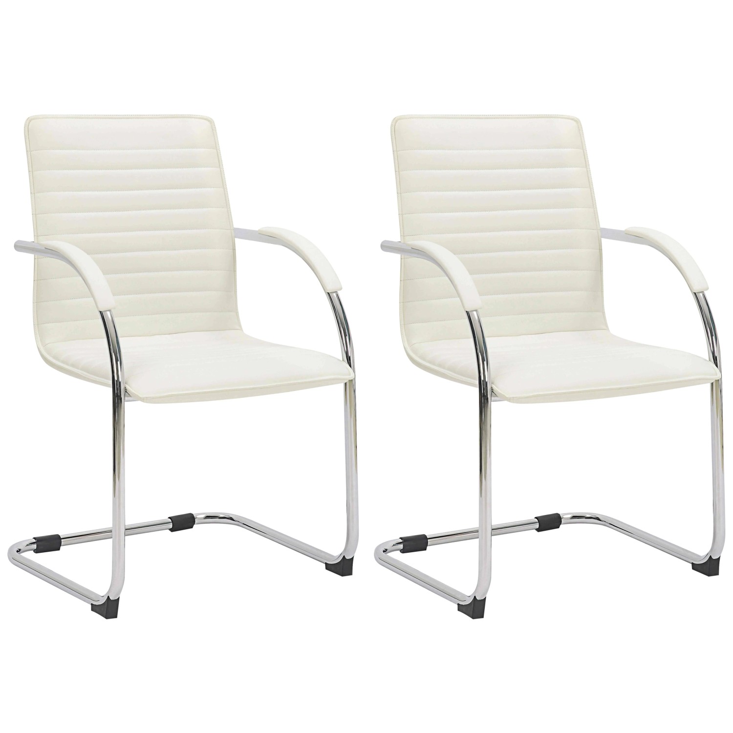 CLP 2er Set Besucherstühle Tira Kunstleder Creme