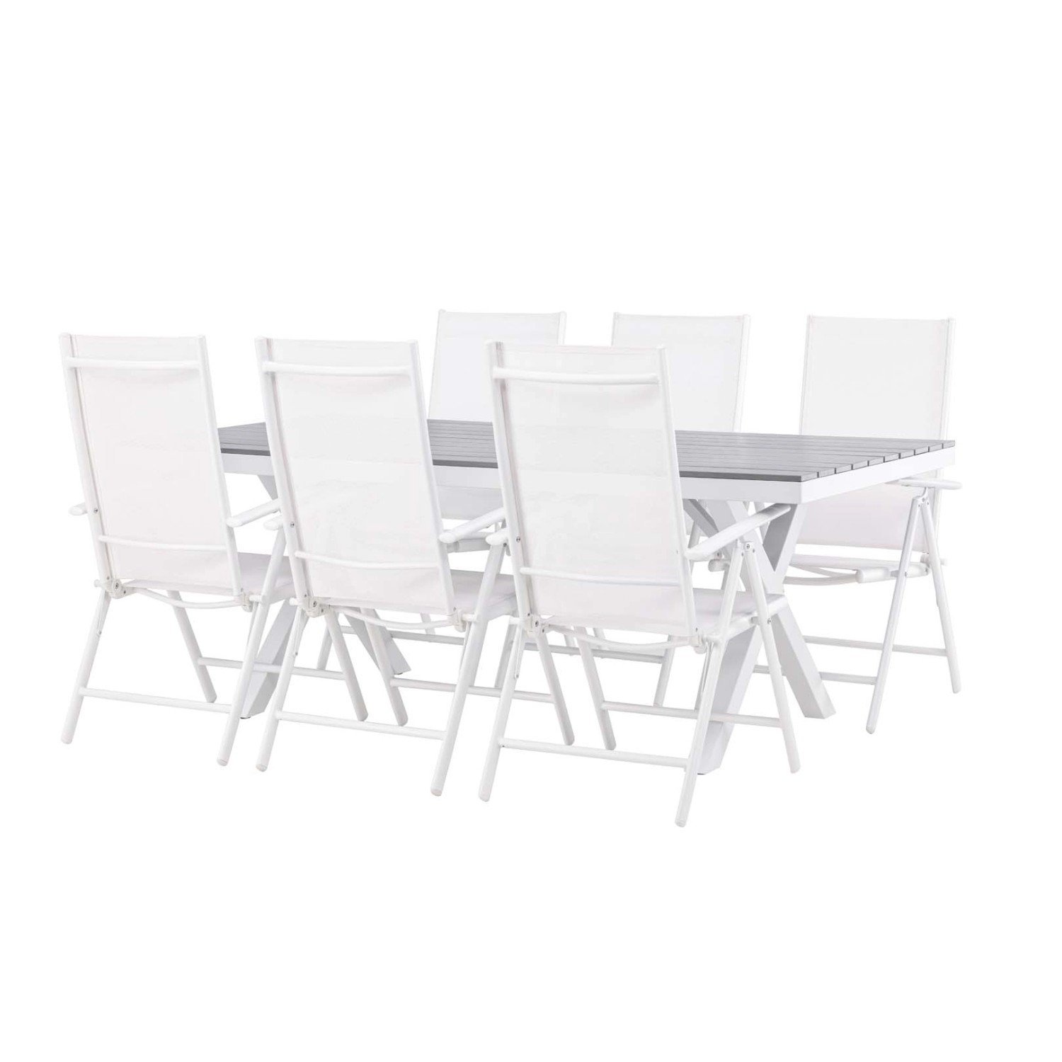 ebuy24 Garcia Gartenset Tisch 100x200cm Grau 6 Stühle Break Weiß günstig online kaufen