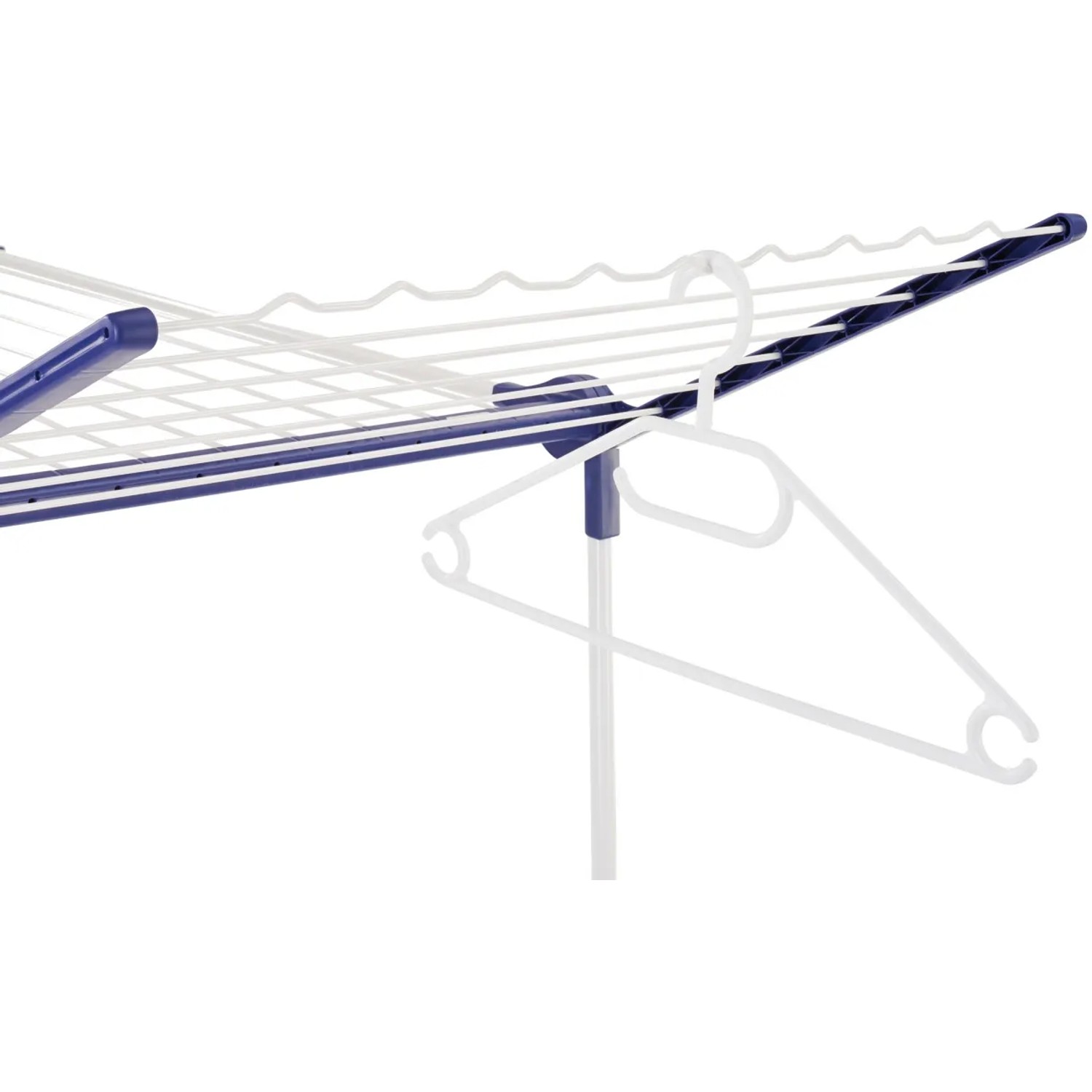 Detailansicht des Leifheit Wäscheständers Pegasus 200 Solid Comfort, blau-weiße Ausführung.