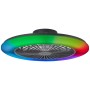 Schwarze LED-Deckenleuchte Salerno mit Ventilator und RGB-Beleuchtung, Ø 57,7 cm.