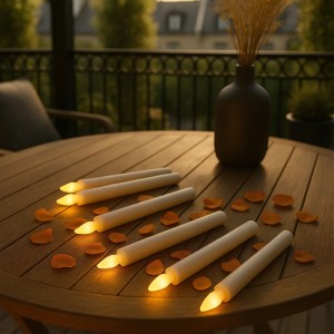 Relaxdays LED Stabkerzen 6er Set Echtwachs Weiß Timer 24,5 cm x 2,2 cm