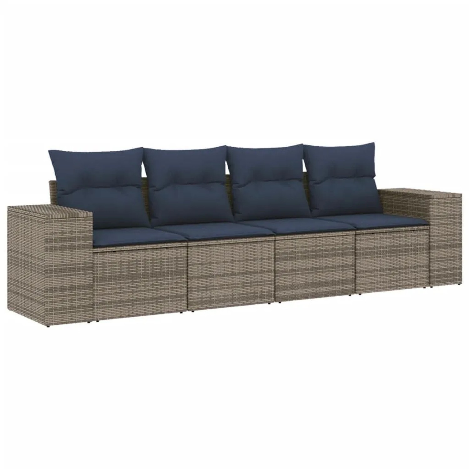 vidaXL 4-Tlg Gartensofa-Set mit Kissen Grau Polyrattan 3222280