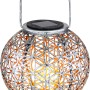 Globo LED Solaraußenleuchte Kugel, silber antik mit Lebensblume, zum Hängen oder Stellen.