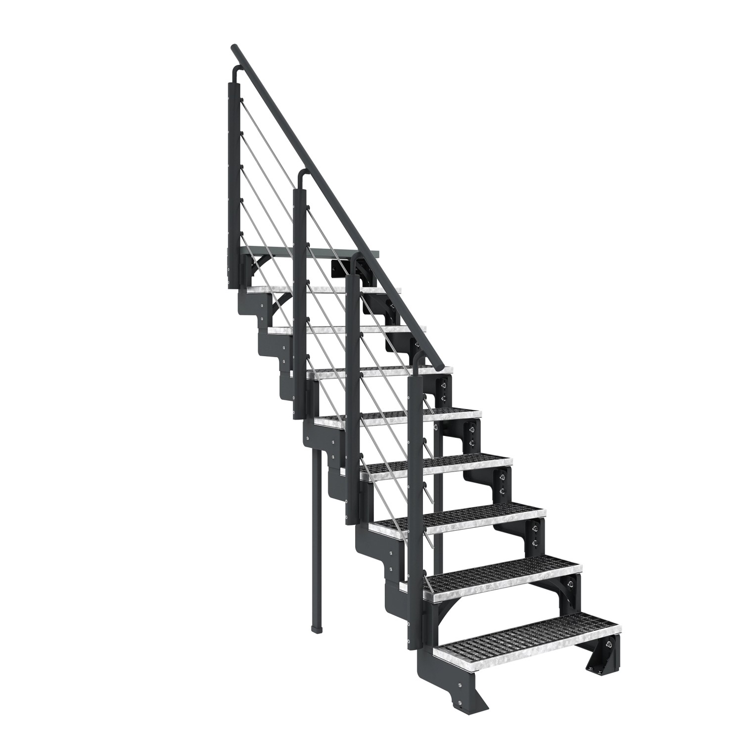Dolle Außentreppe Gardentop Anthrazit 9 Gitterroststufe 100 cm inkl. Geländ günstig online kaufen