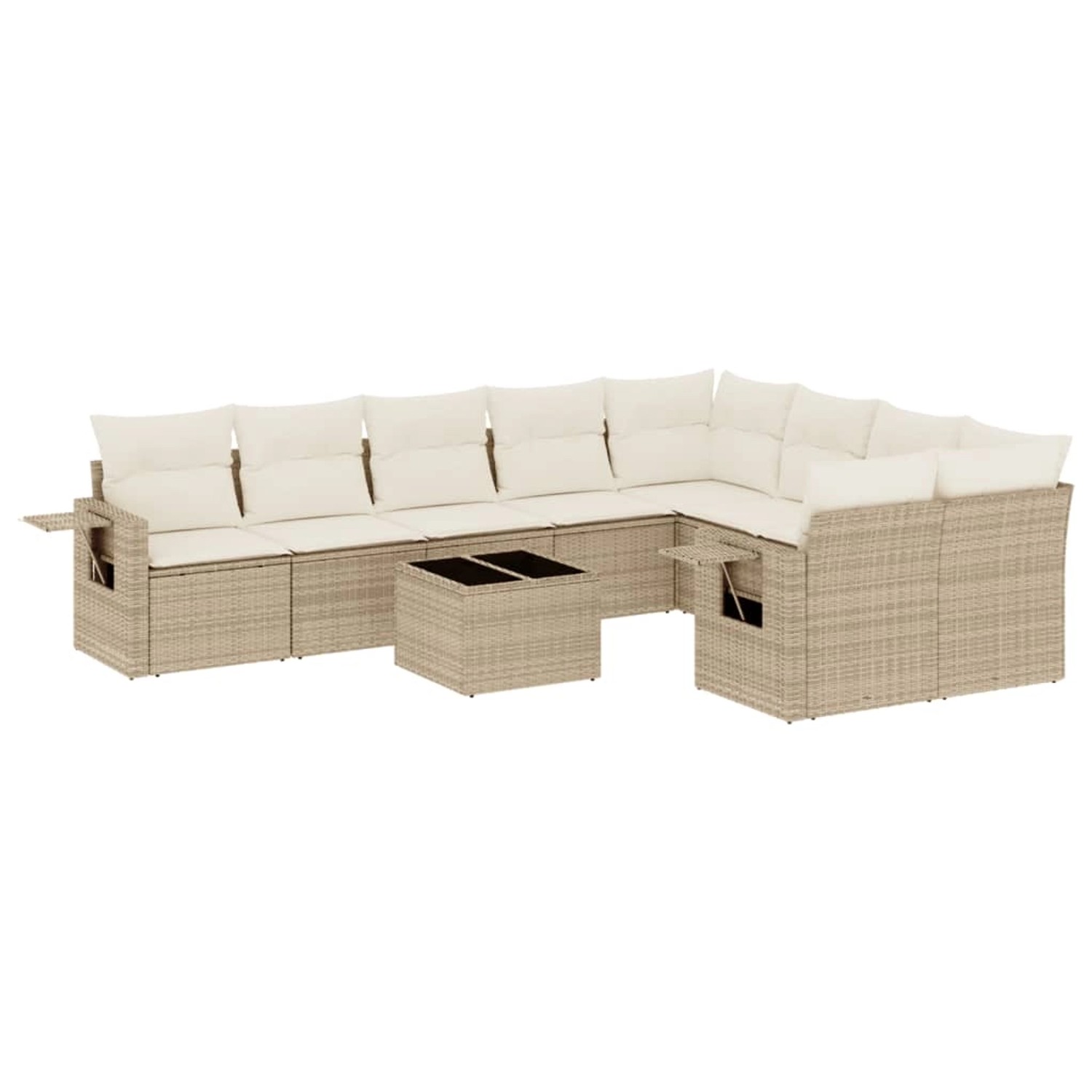 vidaXL 10-Tlg Garten-Sofagarnitur mit Kissen Beige Poly Rattan 3220647 günstig online kaufen
