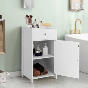 Costway Badezimmerschrank Badschrank Schmal Badkommode Weiß