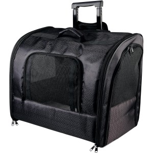 Schwarzer Trixie Trolley Elegance, 45x41x31 cm, für den sicheren Hundetransport mit Teleskopgriff.