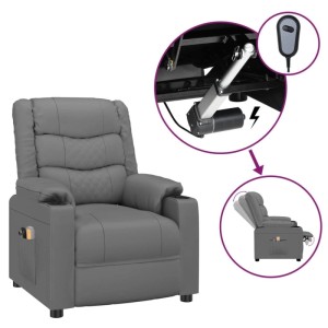 vidaXL Massagesessel Elektrisch Grau Kunstleder 3143459