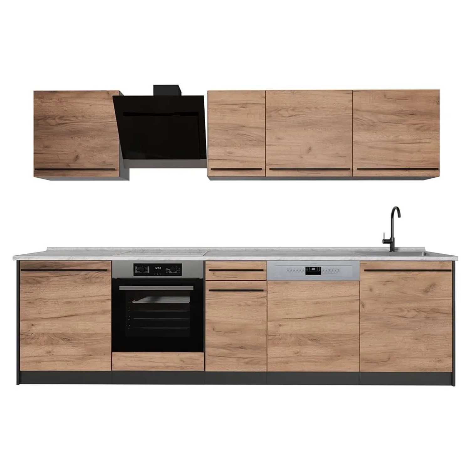 Vicco Küchenzeile R-Line Goldkraft Eiche/Anthrazit 280 x 207 ohne Arbeitsplatte Art Nr 61365