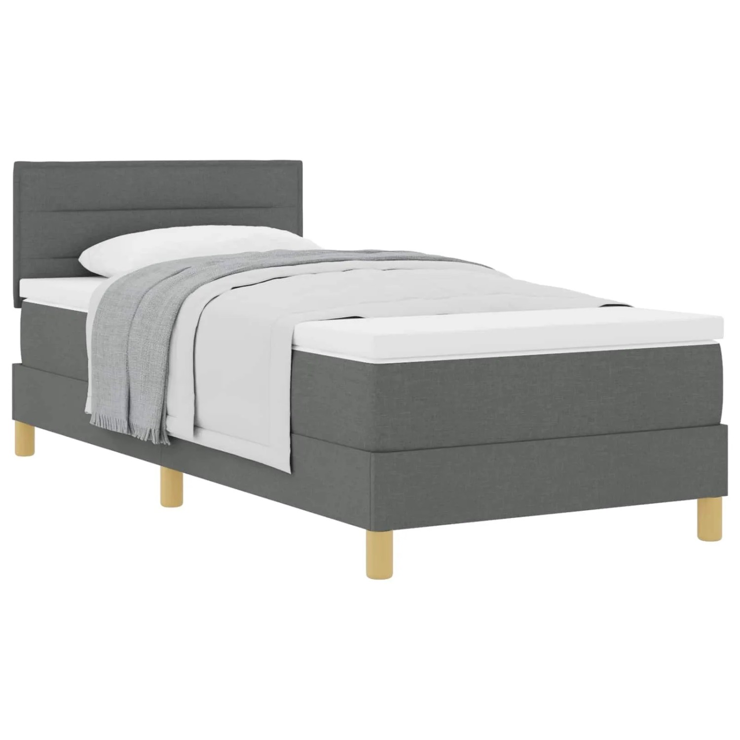 vidaXL Boxspringbett mit Matratze Dunkelgrau 80 x 200 cm Stoff 3338798