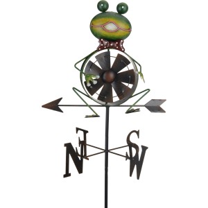 Deko-Windmühle Frosch aus Metall, 156 cm hoch, für den Garten.