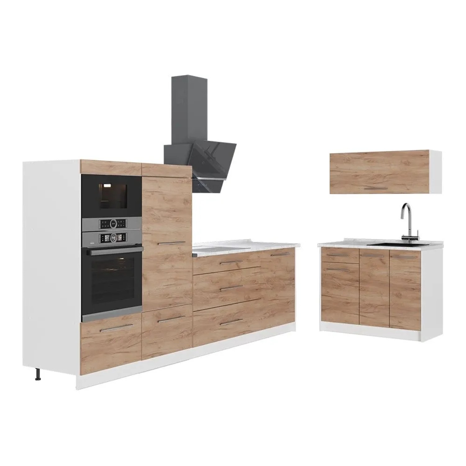 Vicco Küchenzeile Fame-Line Goldkraft Eiche 380 x 154 AP Marmor Art Nr 62944