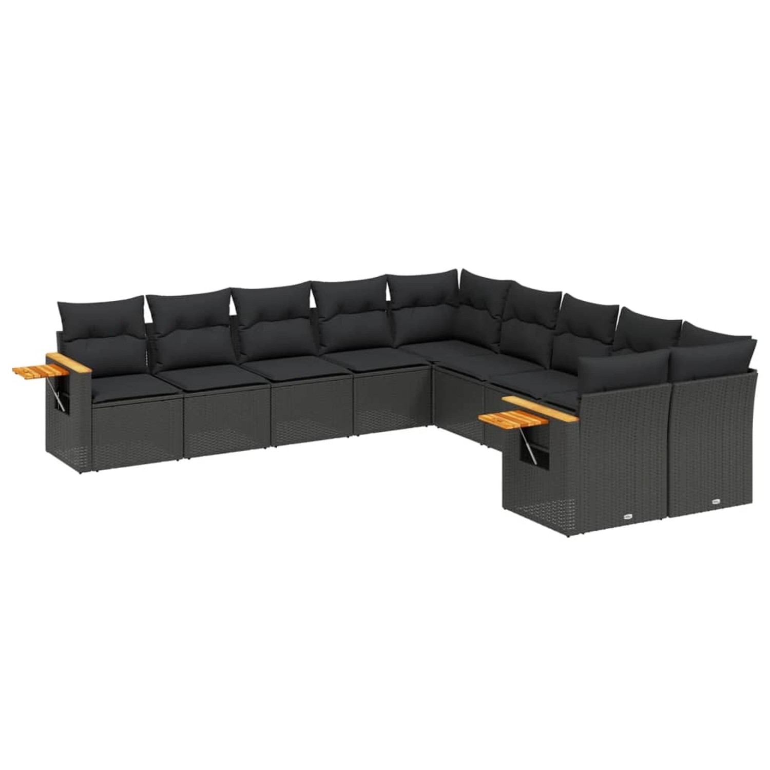 vidaXL 10-Tlg Garten-Sofagarnitur mit Kissen Schwarz Poly Rattan 3227189 günstig online kaufen