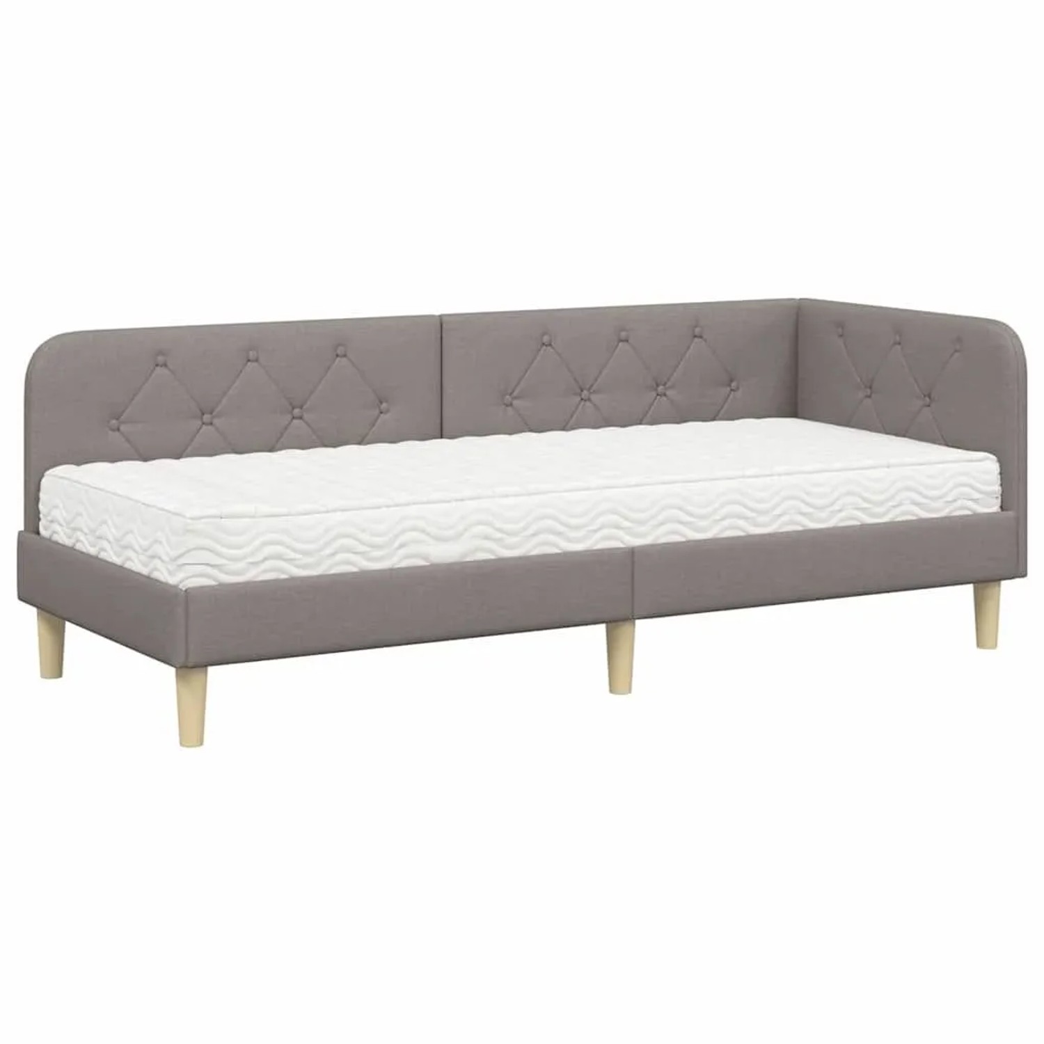 vidaXL Eckbettgestell mit Matratze Taupe 80 x 200 cm Stoff 3394106 günstig online kaufen