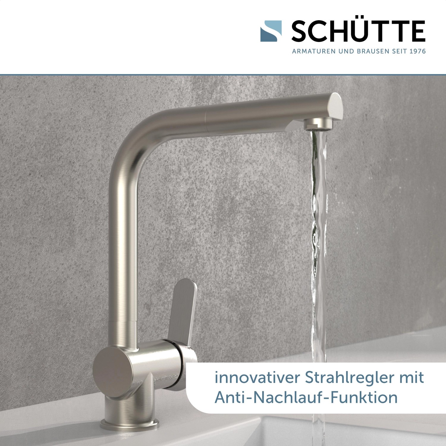 Schütte Niederdruck Spültischarmatur London mit Auslauf, Edelstahl.