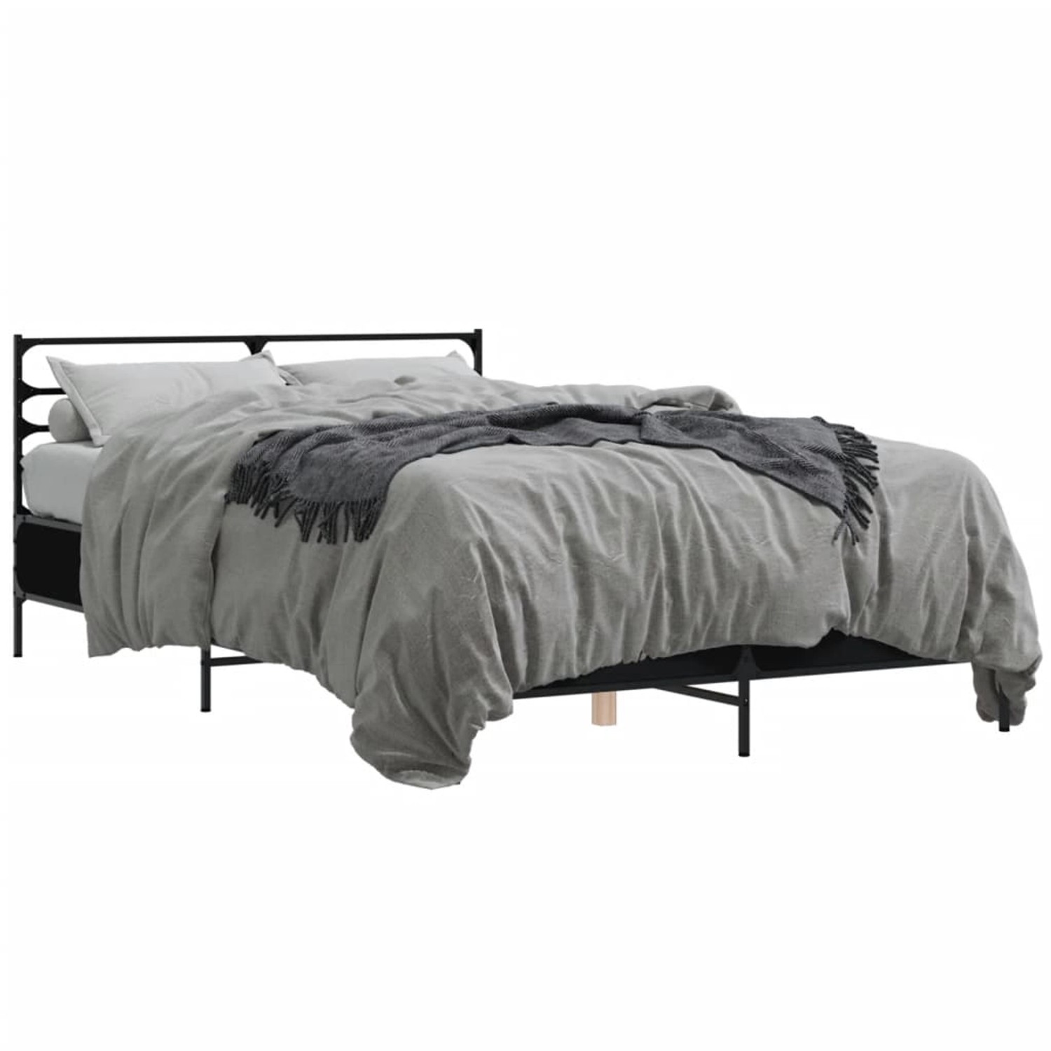 vidaXL Bettgestell Schwarz 135x190 cm Holzwerkstoff und Metall 3280072 günstig online kaufen