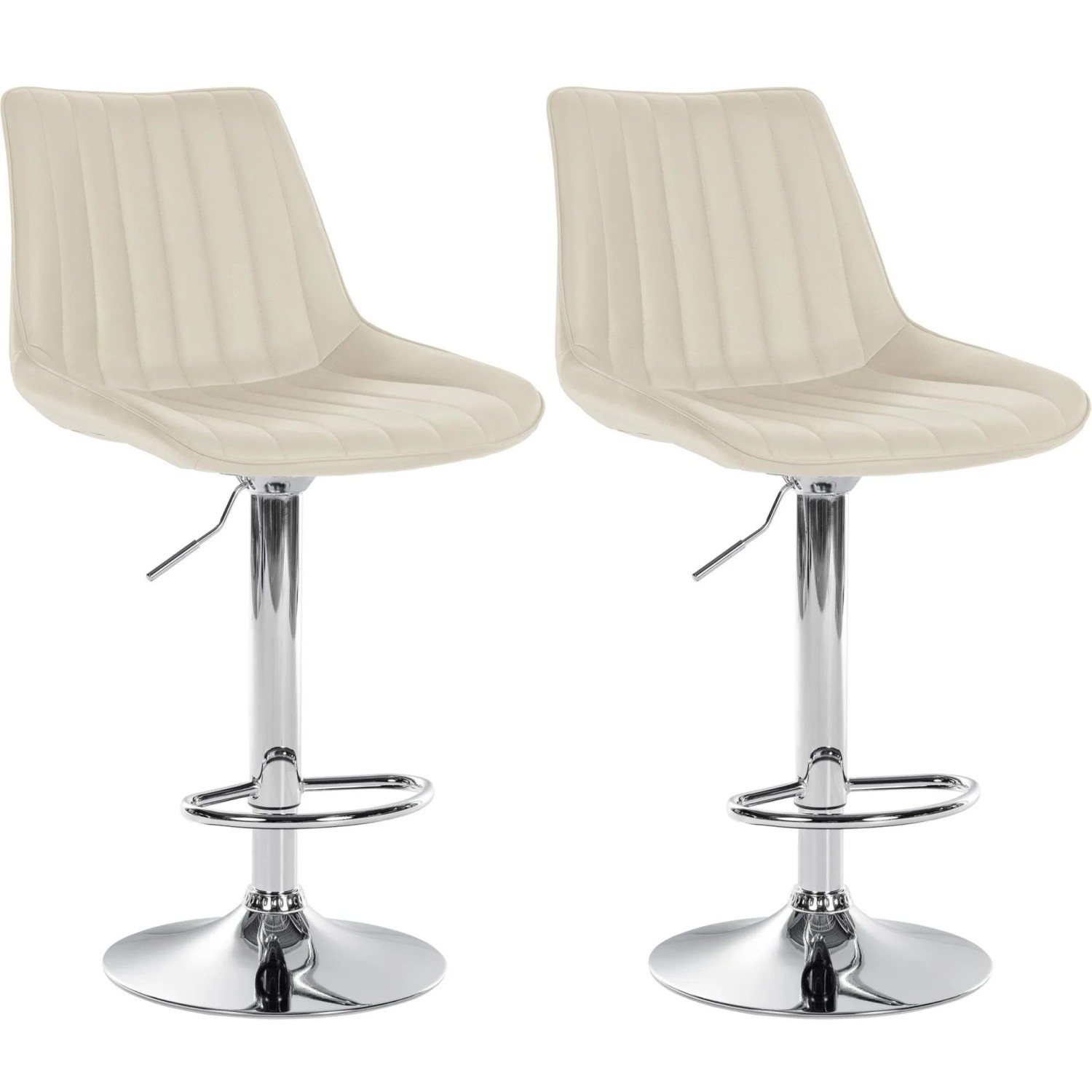 CLP 2er Set Barhocker Toni Kunstleder Metall in Chromoptik/creme