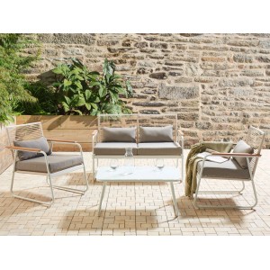 Beliani Lounge Set POMONTE Weiss Grau