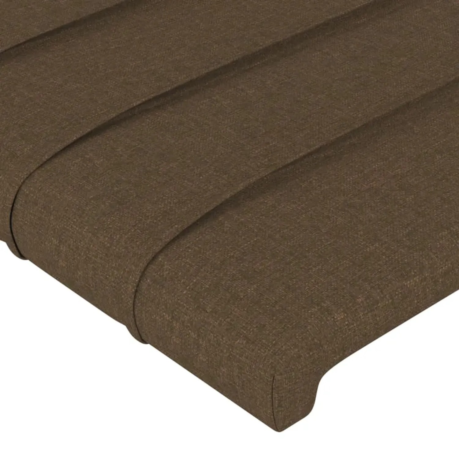 Detailansicht: Dunkelbraunes Stoff-Bettgestell mit Kopfteil (80x200 cm).
