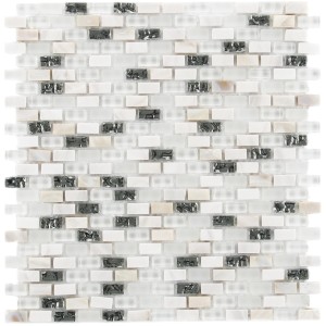 Mosaikfliese Glas & Stein 5th Avenue White Mix Seashell, 28,5x28,5 cm.