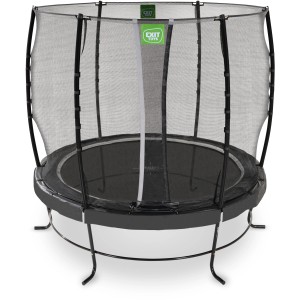 Schwarzes EXIT Lotus Classic Gartentrampolin, Ø 253 cm, mit Sicherheitsnetz für sicheren Springspaß.