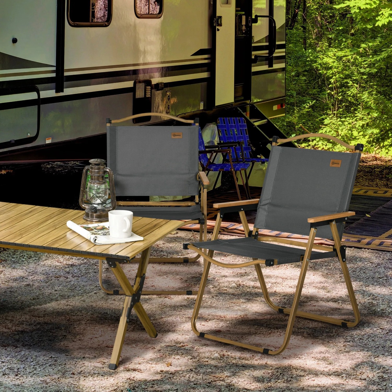 Outsunny Campingstühle, dunkelgrau, aus Oxfordstoff und Stahl. Klappbar und leicht für Camping & Outdoor.