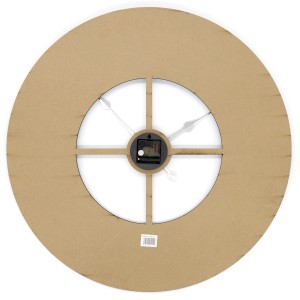 Rückansicht der bunten Wall-Art Wanduhr XXL Vintage aus HDF, Ø 70 cm.