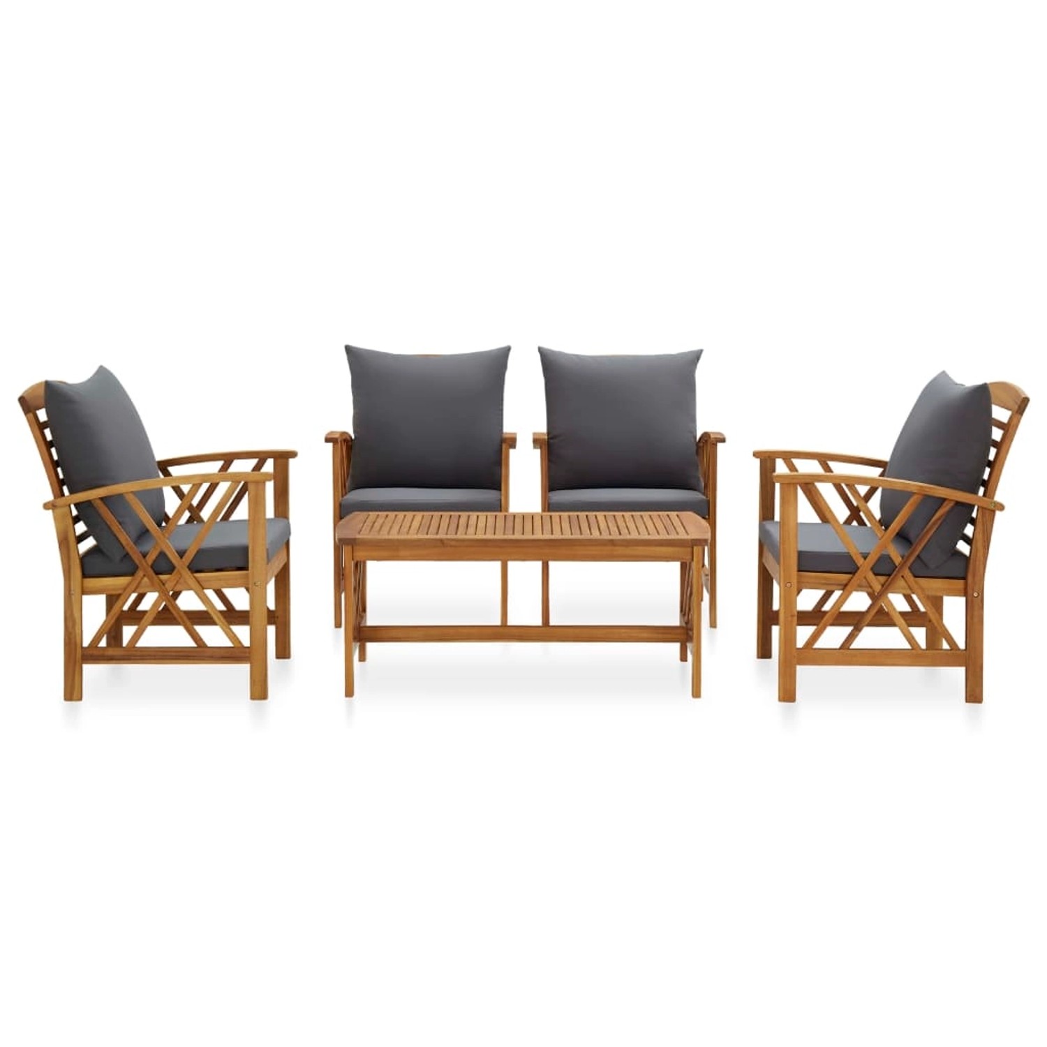 vidaXL 5-tlg Garten-Lounge-Set mit Auflagen Massivholz Akazie Modell 17