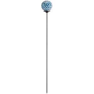 Gartenstecker mit blauer Mosaik-Kugel, 75 cm hoch, für Beet und Pflanzkasten.