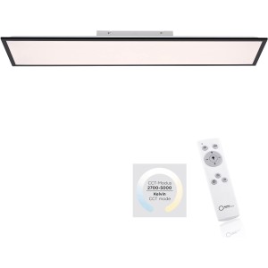 Schwarze LED-Deckenleuchte Flat (119,5x29,5 cm) mit Fernbedienung zur Lichtsteuerung.