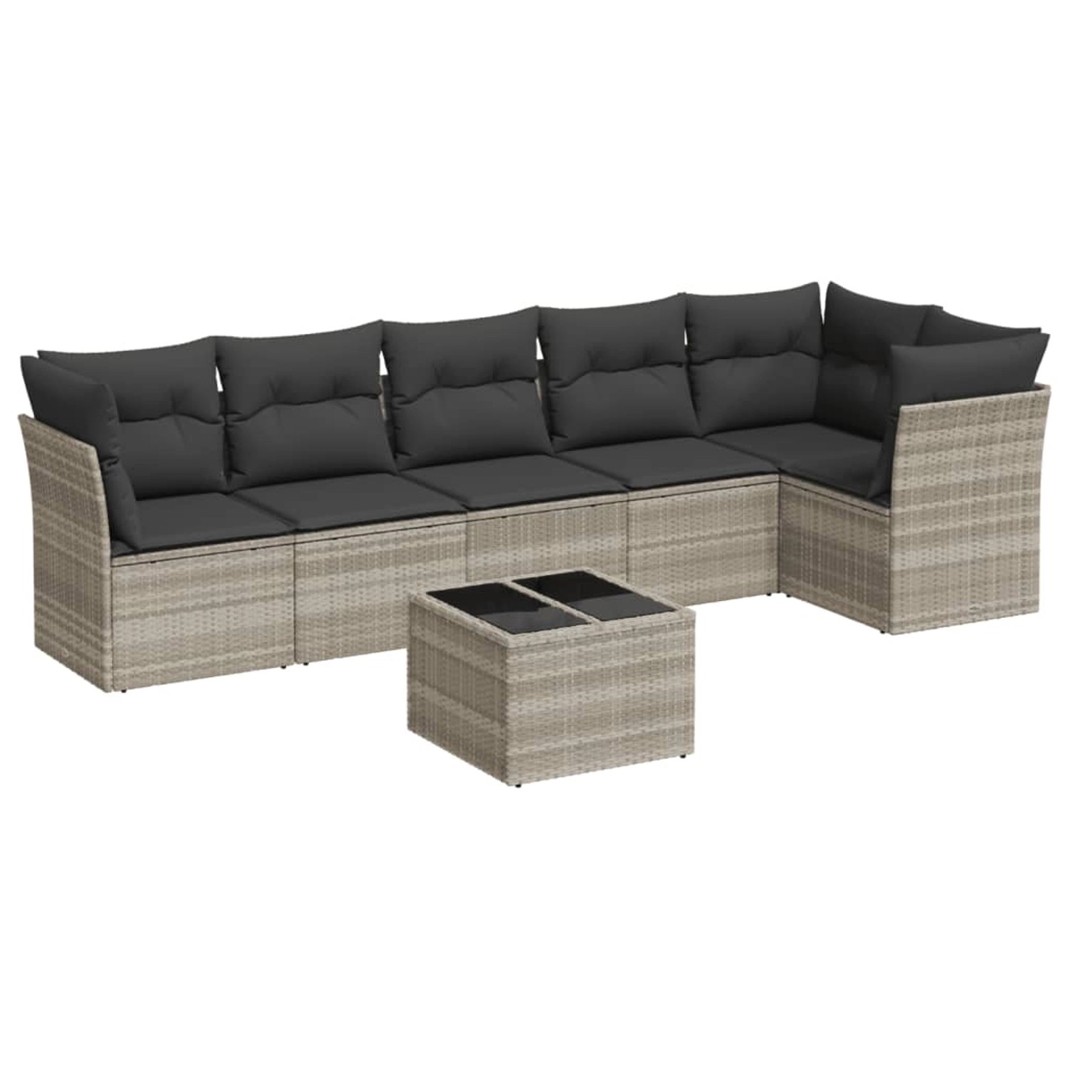 vidaXL 7-Tlg Garten-Sofagarnitur mit Kissen Hellgrau Poly Rattan 3217672 günstig online kaufen