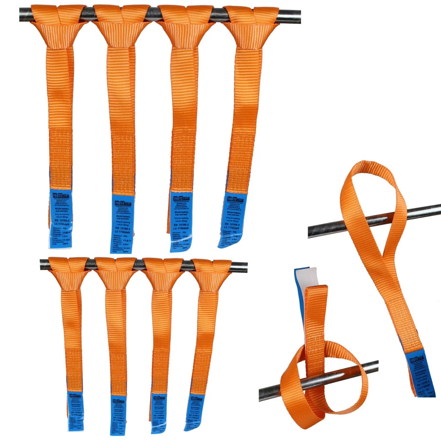 TRUTZHOLM 8x Gurtschlaufen 1750kg Gurtlast 45cm Länge 35mm Breite Zurrschlaufen