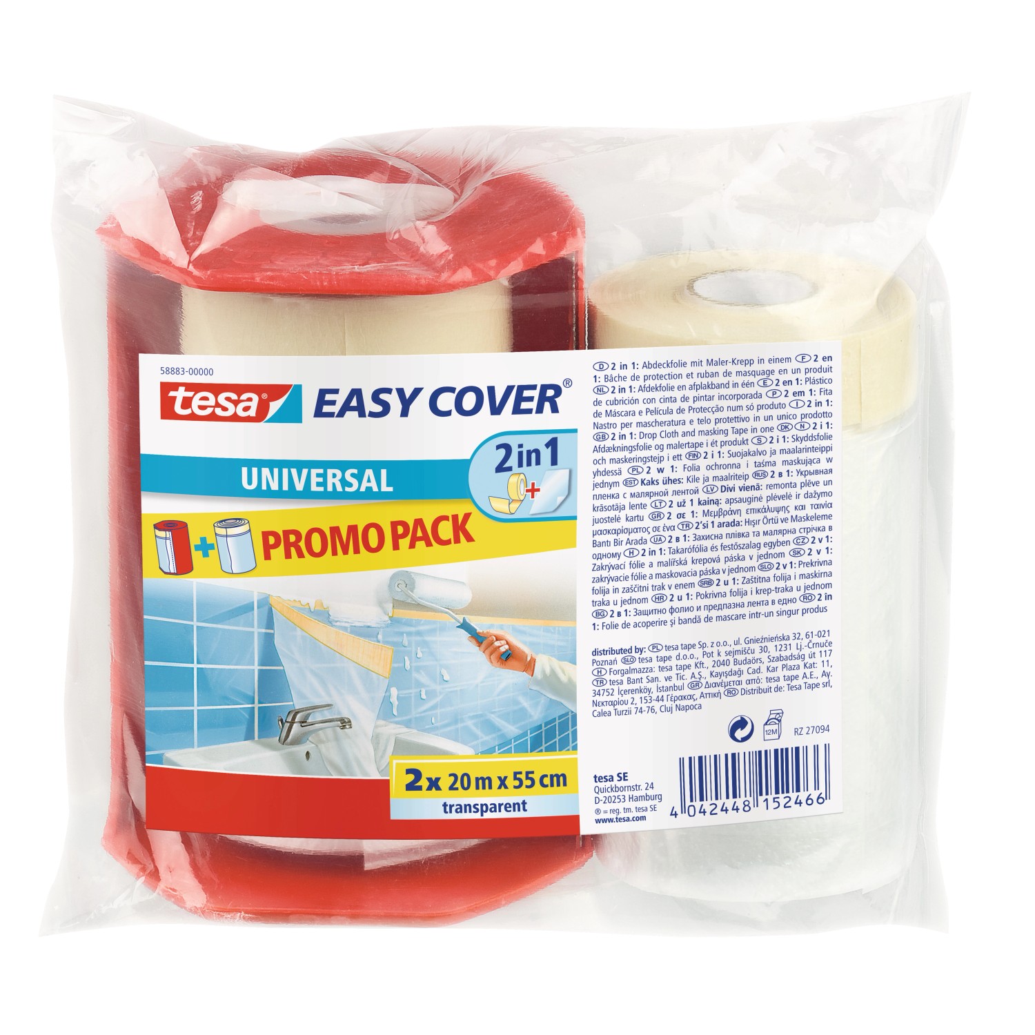 Tesa Easy Cover Universal Transparent Promo Pack 20 m x 55 cm 2 Stück günstig online kaufen