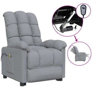 vidaXL Massagesessel Elektrisch Hellgrau Stoff 3073758
