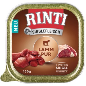 Rinti Singlefleisch Lamm, 150g Hundenassfutter für sensible Hunde. Getreidefrei, mit Lamm.