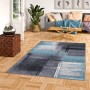 Blauer Designer Teppich von Pergamon, Modell Brilliant Verlauf, 120x170cm. Kurzflorteppich mit modernem Muster.