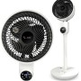 Weißer Vornado X4-Life Pinguin DX Standventilator mit Fernbedienung und digitalem Display.