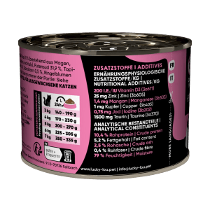 Lucky Lou Katzen-Nassfutter Pute, 200g Dose. Alleinfutter mit Monoprotein für sensible Katzen.