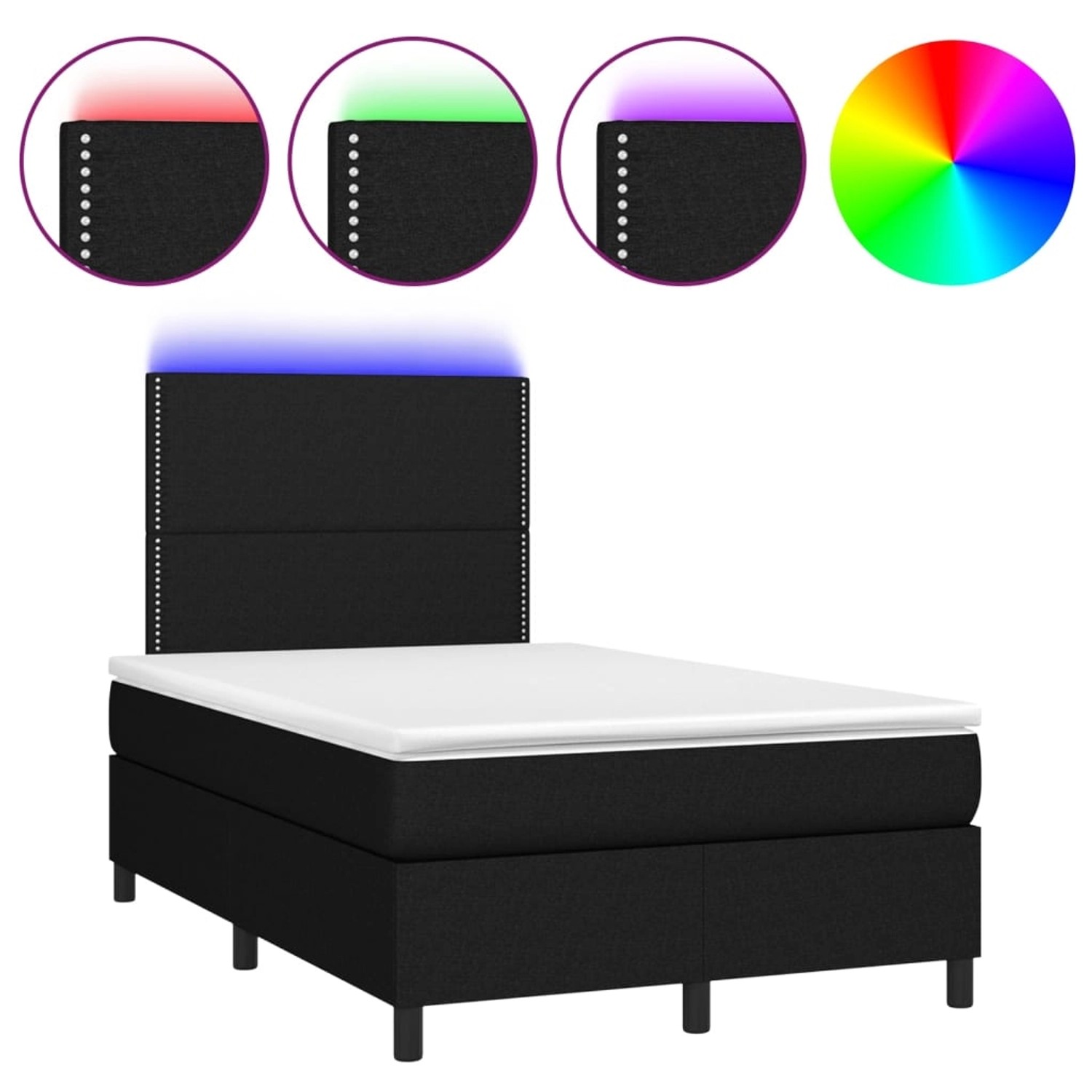 vidaXL Boxspringbett mit Matratze & LED Schwarz 120x200 cm Stoff 3134783 günstig online kaufen
