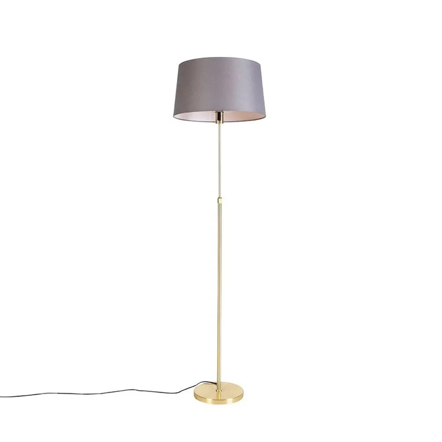 QAZQA Stehlampe Gold   Messing mit Leinenschirm Grau 45 cm Parte