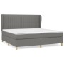 Dunkelgraues vidaXL Boxspringbett 200x200 cm mit Stoffbezug und Matratze.