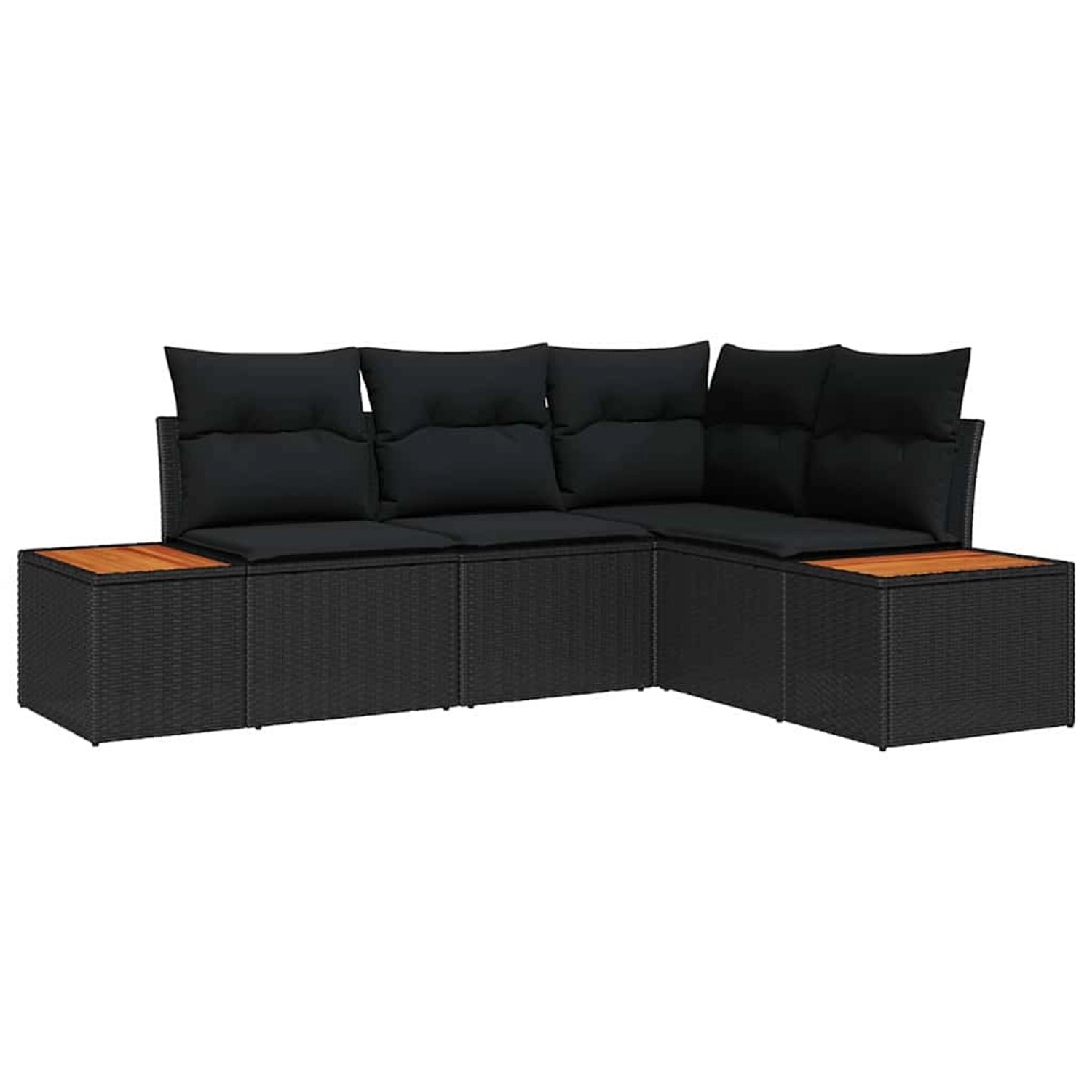 vidaXL Garten-Sofa-Set mit Kissen 4-Tlg Schwarz Poly Rattan 3348074 günstig online kaufen